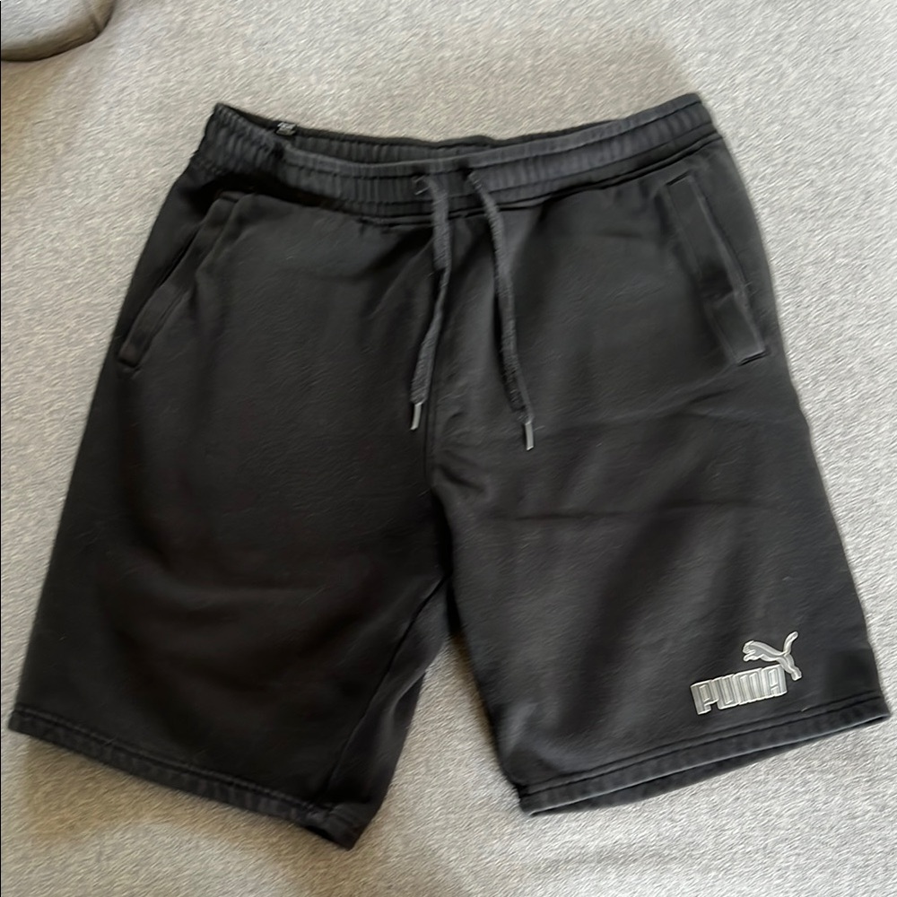 Puma Black Athletic Shorts with Drawstring Waistband